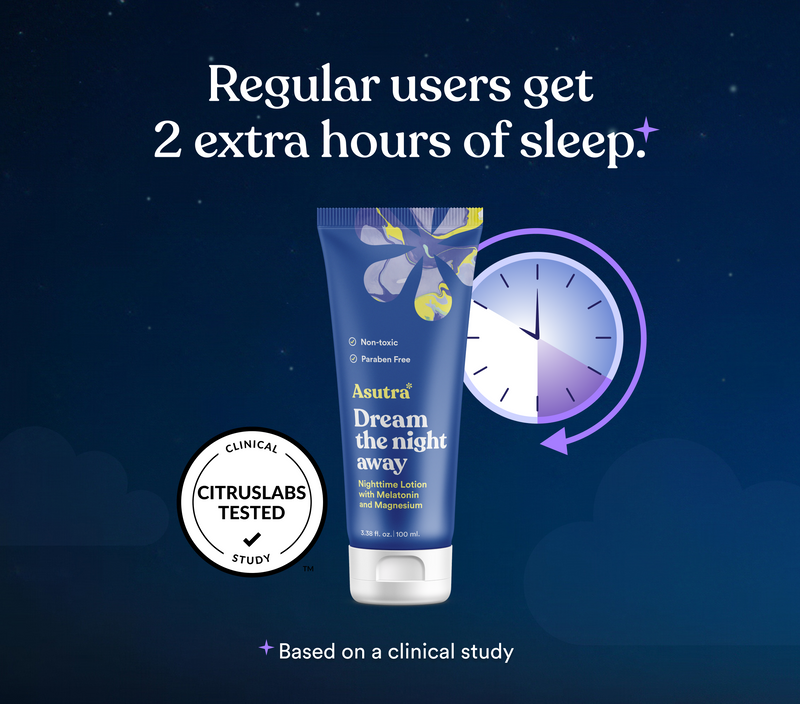Asutra Deep Rest Power Couple featuring magnesium lotion for improved sleep and relaxation, with clinical study endorsement.