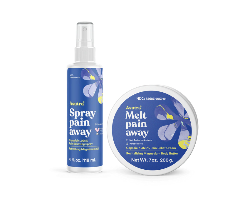 Warming Pain Relief Bundle featuring magnesium spray and body butter for soothing muscle discomfort and relaxation.