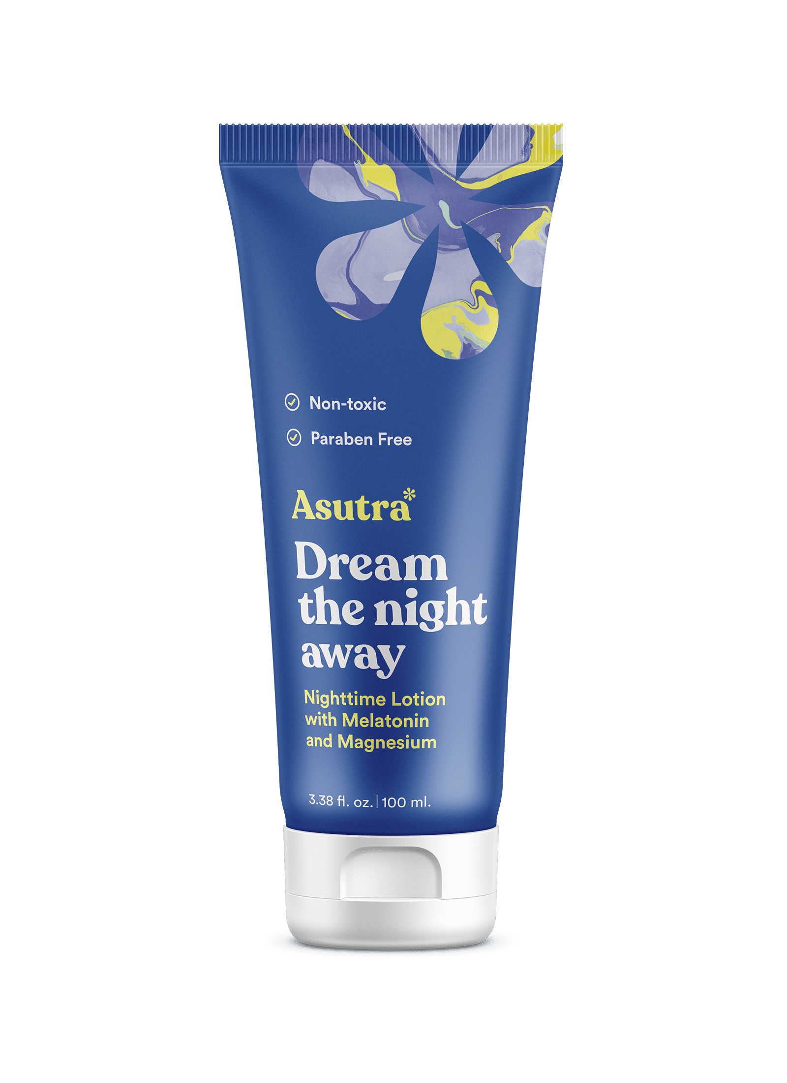 Front of a tube of Dream the Night Away nighttime lotion.