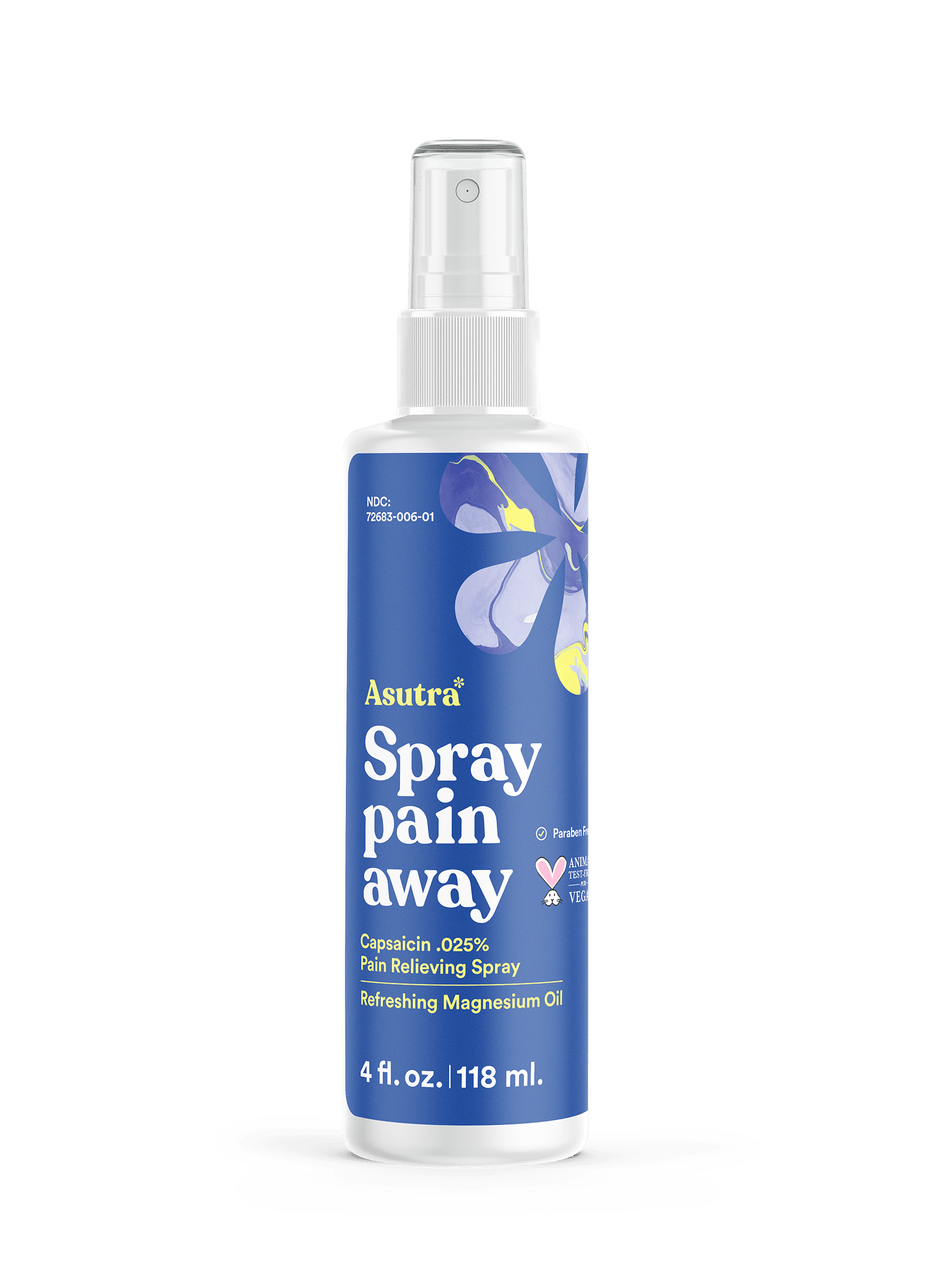 Front of a bottle of Spray Pain Away magnesium oil spray with capsaicin.