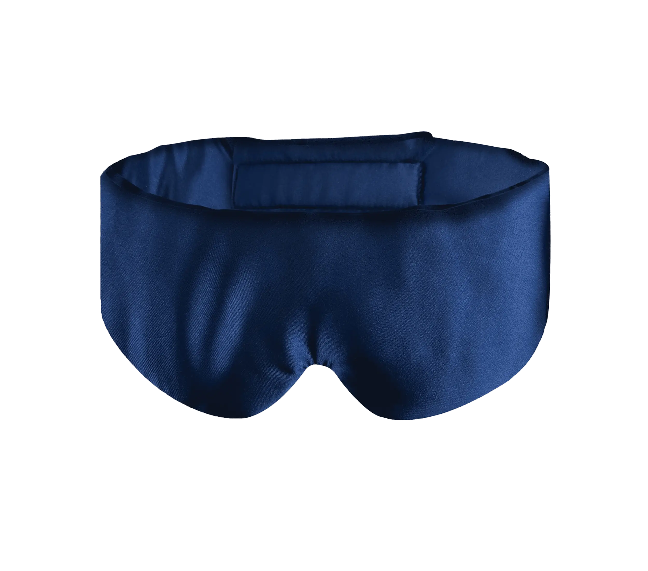Navy sleep mask wrap with soft fabric, designed to block light and enhance sleep comfort.