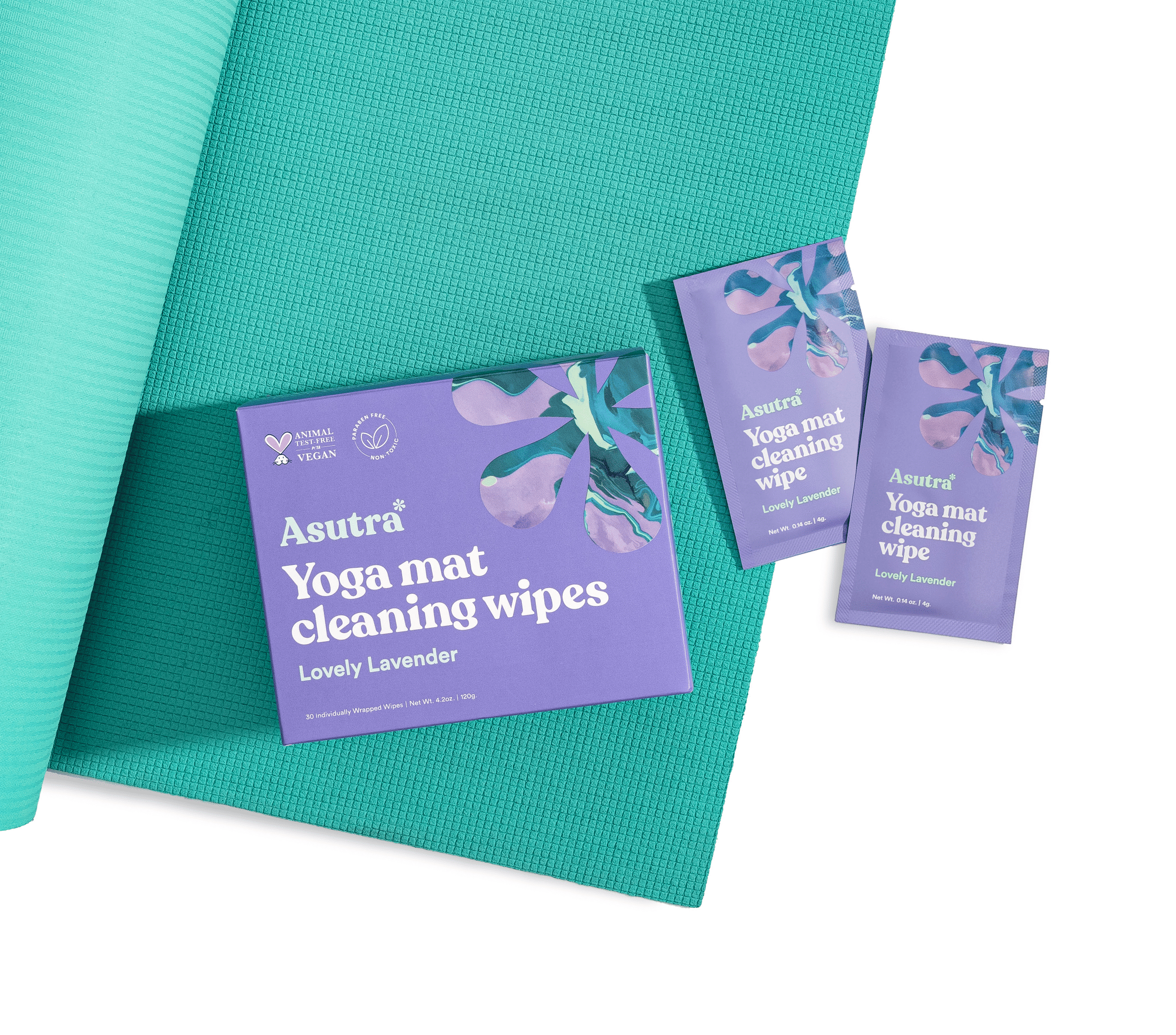 Lavender Yoga Mat Cleaning Wipes Sachets