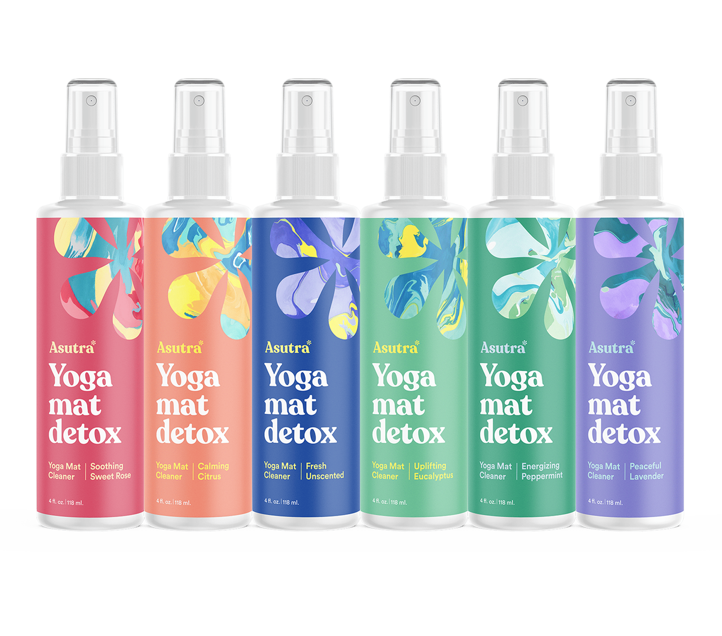 Yoga Mat Cleaner Variety Set, 6 Bottles